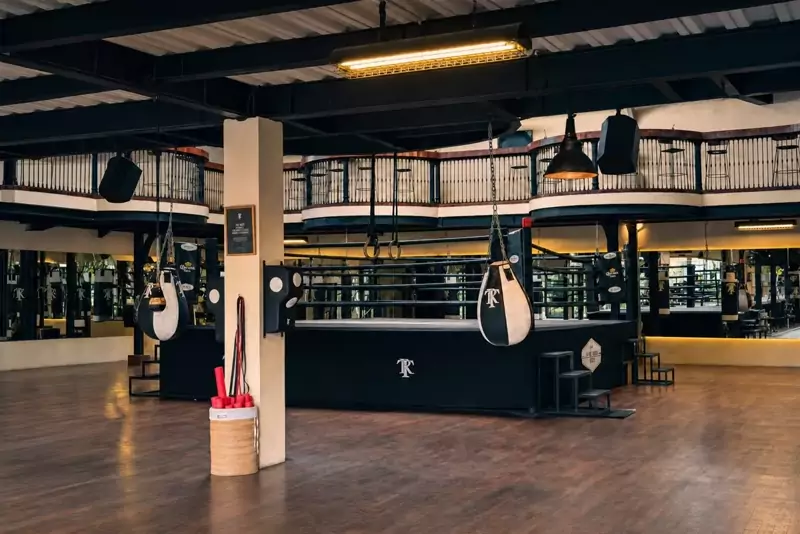 The Ring Canggu gym floor and boxing ring